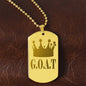 GOAT Greatest of All Time Engraved Dog Tag Necklace Stainless Steel or 18k Gold w 24" Chain-Express Your Love Gifts