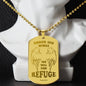 Psalm 91 Refuge Under His Wings Engraved Dog Tag Necklace Stainless Steel or 18k Gold w 24" Chain-Express Your Love Gifts