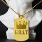 GOAT Greatest of All Time Engraved Dog Tag Necklace Stainless Steel or 18k Gold w 24" Chain-Express Your Love Gifts