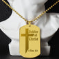 Soldier of Christ 2 Tim 2 3 Engraved Dog Tag Necklace Stainless Steel or 18k Gold w 24" Chain-Express Your Love Gifts