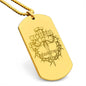 Man of God Cross 1 Timothy 6.11 Engraved Dog Tag Necklace Stainless Steel or 18k Gold w 24" Chain-Express Your Love Gifts