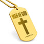 Man of God 1 Timothy 6.11 Engraved Dog Tag Necklace Stainless Steel or 18k Gold w 24" Chain-Express Your Love Gifts