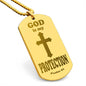 God is My Protection Psalm 91 Engraved Dog Tag Necklace Stainless Steel or 18k Gold w 24" Chain-Express Your Love Gifts
