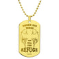 Psalm 91 Refuge Under His Wings Engraved Dog Tag Necklace Stainless Steel or 18k Gold w 24" Chain-Express Your Love Gifts
