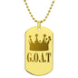 GOAT Greatest of All Time Engraved Dog Tag Necklace Stainless Steel or 18k Gold w 24" Chain-Express Your Love Gifts
