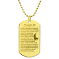 Psalm 23 French Psaume 23 Engraved Dog Tag Necklace Stainless Steel or 18k Gold w 24" Chain-Express Your Love Gifts