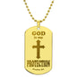 God is My Protection Psalm 91 Engraved Dog Tag Necklace Stainless Steel or 18k Gold w 24" Chain-Express Your Love Gifts