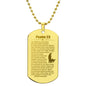 Psalm 23 German Engraved Dog Tag Necklace Stainless Steel or 18k Gold w 24" Chain-Express Your Love Gifts