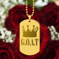 GOAT Greatest of All Time Engraved Dog Tag Necklace Stainless Steel or 18k Gold w 24" Chain-Express Your Love Gifts