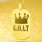 GOAT Greatest of All Time Engraved Dog Tag Necklace Stainless Steel or 18k Gold w 24" Chain-Express Your Love Gifts