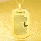 Psalm 23 German Engraved Dog Tag Necklace Stainless Steel or 18k Gold w 24" Chain-Express Your Love Gifts