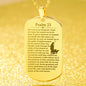 Psalm 23 English Lord is My Shepherd Engraved Dog Tag Necklace Stainless Steel or 18k Gold w 24" Chain-Express Your Love Gifts