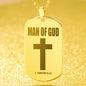 Man of God 1 Timothy 6.11 Engraved Dog Tag Necklace Stainless Steel or 18k Gold w 24" Chain-Express Your Love Gifts