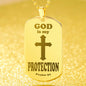 God is My Protection Psalm 91 Engraved Dog Tag Necklace Stainless Steel or 18k Gold w 24" Chain-Express Your Love Gifts