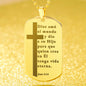 Spanish Juan 3:16 Engraved Dog Tag Bible Necklace Stainless Steel or 18k Gold w 24" Chain-Express Your Love Gifts