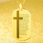 Lord's Prayer Italian Padre Nostro Engraved Dog Tag Necklace Stainless Steel or 18k Gold w 24" Chain-Express Your Love Gifts