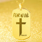Fear No Evil Psalm 23.4 Engraved Dog Tag Necklace Stainless Steel or 18k Gold w 24" Chain-Express Your Love Gifts