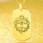 Man of God Cross 1 Timothy 6.11 Engraved Dog Tag Necklace Stainless Steel or 18k Gold w 24" Chain-Express Your Love Gifts