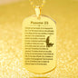 Psalm 23 French Psaume 23 Engraved Dog Tag Necklace Stainless Steel or 18k Gold w 24" Chain-Express Your Love Gifts