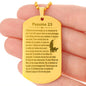 Psalm 23 French Psaume 23 Engraved Dog Tag Necklace Stainless Steel or 18k Gold w 24" Chain-Express Your Love Gifts