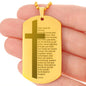 Lord's Prayer German Vater Unser Engraved Dog Tag Necklace Stainless Steel or 18k Gold w 24" Chain-Express Your Love Gifts
