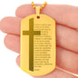 Lords Prayer Spanish Padre Nuestro Engraved Dog Tag Necklace Stainless Steel or 18k Gold w 24" Chain-Express Your Love Gifts