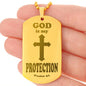God is My Protection Psalm 91 Engraved Dog Tag Necklace Stainless Steel or 18k Gold w 24" Chain-Express Your Love Gifts