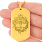 Man of God Cross 1 Timothy 6.11 Engraved Dog Tag Necklace Stainless Steel or 18k Gold w 24" Chain-Express Your Love Gifts