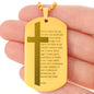 Lord's Prayer Italian Padre Nostro Engraved Dog Tag Necklace Stainless Steel or 18k Gold w 24" Chain-Express Your Love Gifts