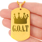 GOAT Greatest of All Time Engraved Dog Tag Necklace Stainless Steel or 18k Gold w 24" Chain-Express Your Love Gifts