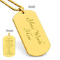 Ten Commandments Chinese Engraved Dog Tag Necklace Stainless Steel or 18k Gold w 24" Chain-Express Your Love Gifts