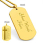 Lord's Prayer French Notre Père Dogtag Engraved Dog Tag Necklace Stainless Steel or 18k Gold w 24" Chain-Express Your Love Gifts