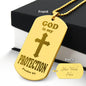 God is My Protection Psalm 91 Engraved Dog Tag Necklace Stainless Steel or 18k Gold w 24" Chain-Express Your Love Gifts