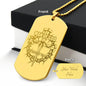 Man of God Cross 1 Timothy 6.11 Engraved Dog Tag Necklace Stainless Steel or 18k Gold w 24" Chain-Express Your Love Gifts