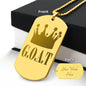 GOAT Greatest of All Time Engraved Dog Tag Necklace Stainless Steel or 18k Gold w 24" Chain-Express Your Love Gifts