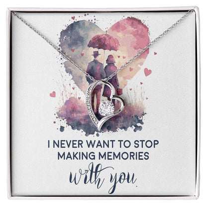 Never Stop Making Memories Forever Necklace w Message Card-Express Your Love Gifts