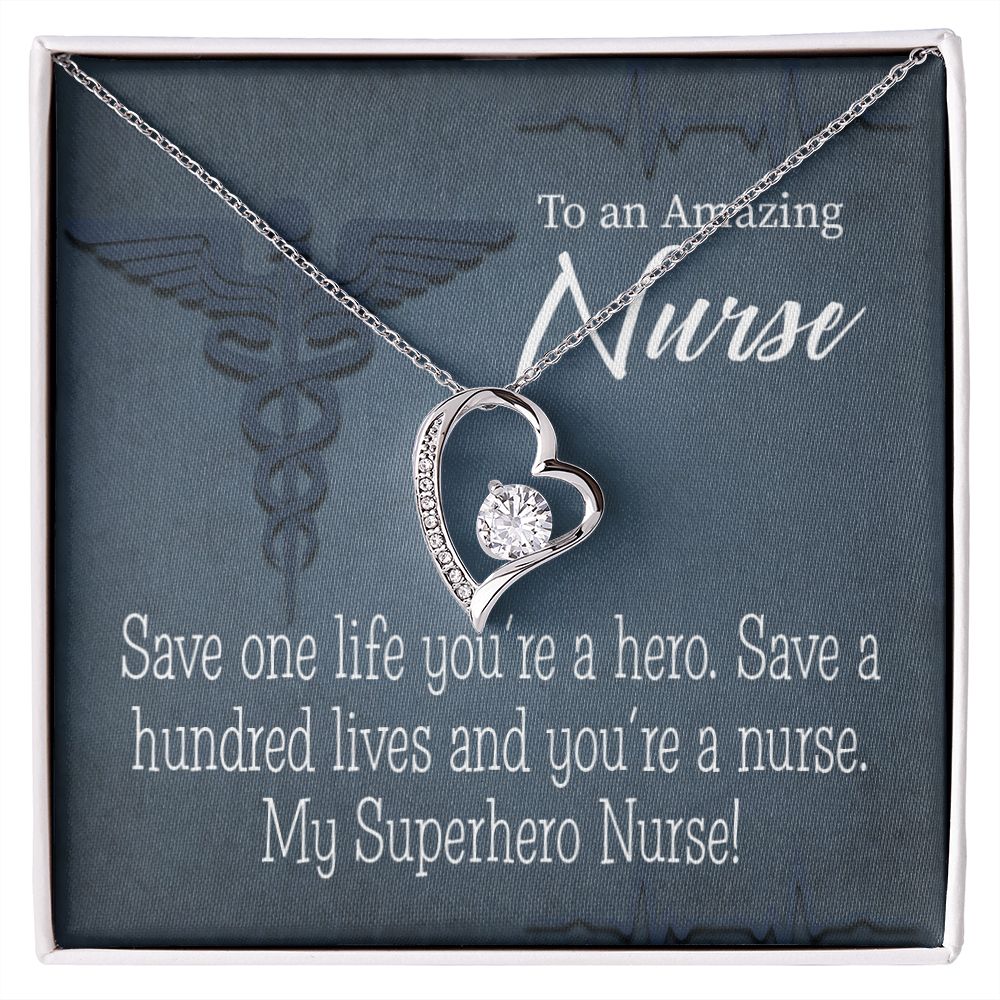 My Superhero Nurse! Forever Necklace w Message Card-Express Your Love Gifts