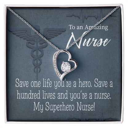 My Superhero Nurse! Forever Necklace w Message Card-Express Your Love Gifts