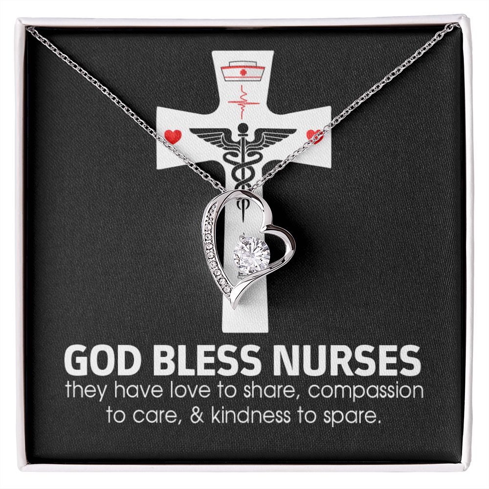God Bless Nurses Forever Necklace w Message Card-Express Your Love Gifts