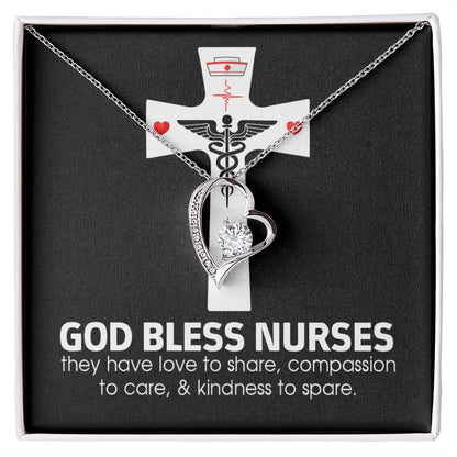 God Bless Nurses Forever Necklace w Message Card-Express Your Love Gifts