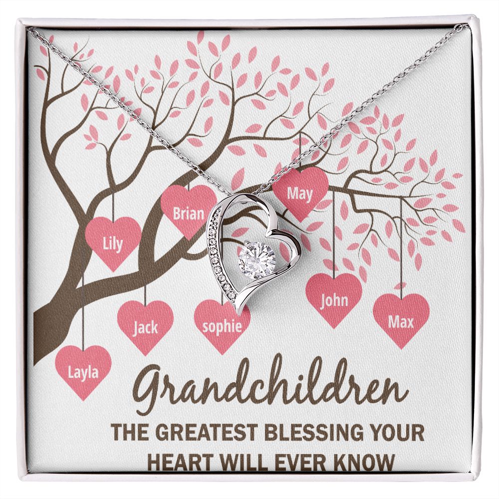 Grandchildren the Greatest Blessing Forever Necklace w Message Card-Express Your Love Gifts