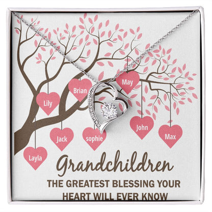 Grandchildren the Greatest Blessing Forever Necklace w Message Card-Express Your Love Gifts