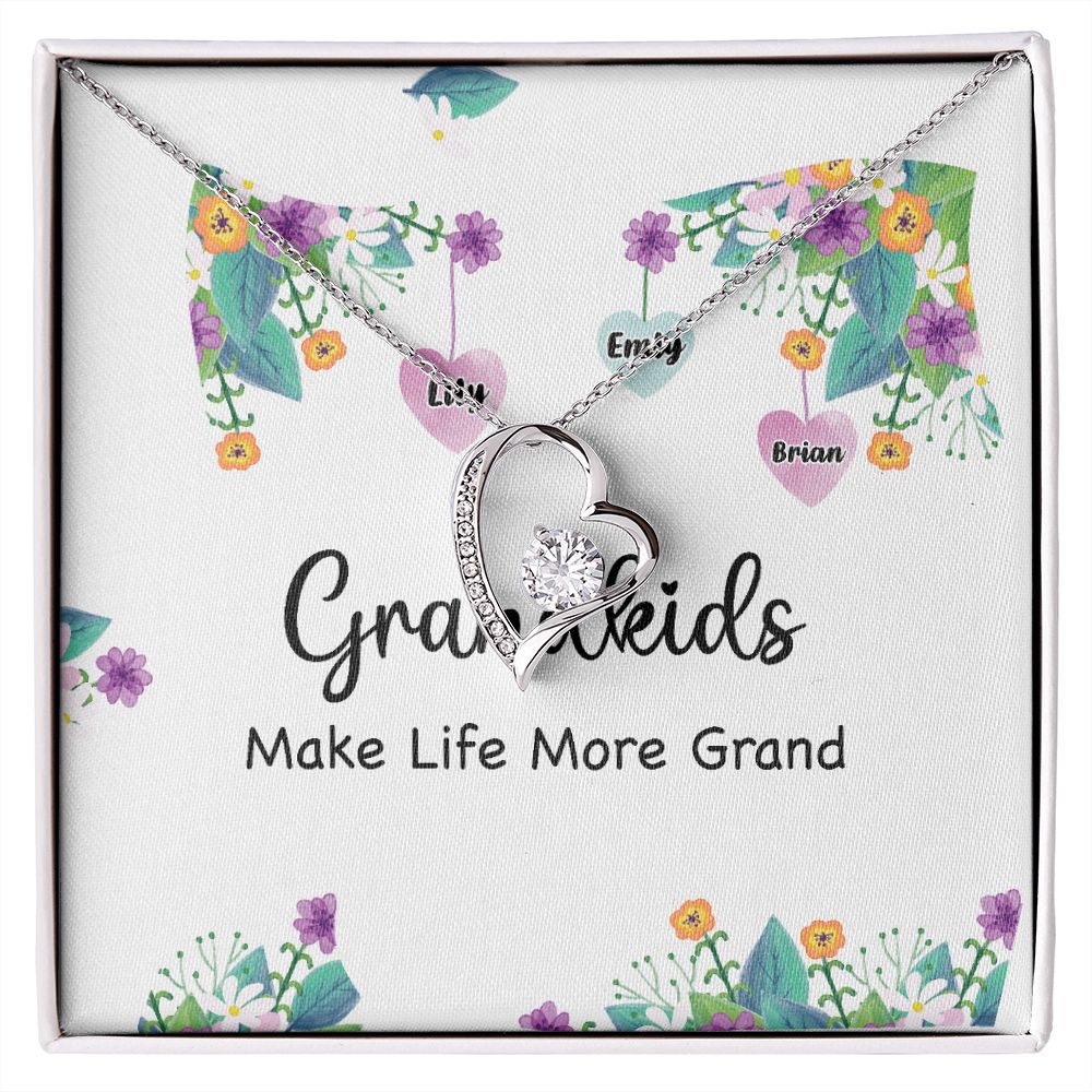 Grandkids Make Life More Grand Forever Necklace w Message Card-Express Your Love Gifts