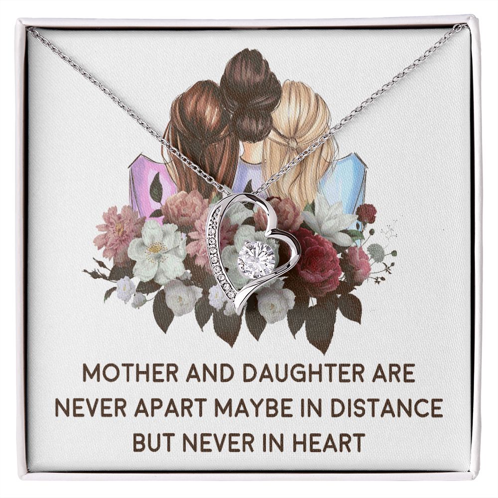 Mother and Daughter Never Apart Forever Necklace w Message Card-Express Your Love Gifts
