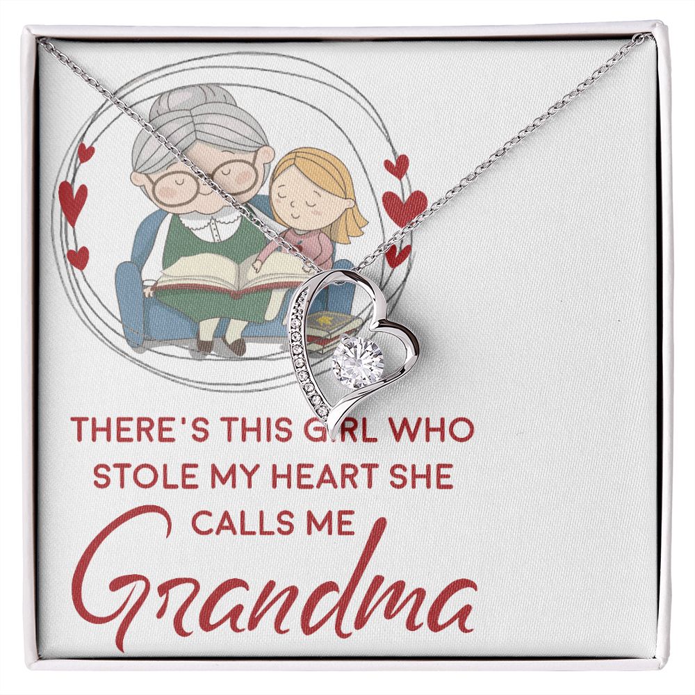 Girl Stole My Haert Calls Me Grandma Forever Necklace w Message Card-Express Your Love Gifts
