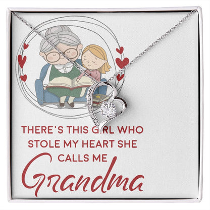 Girl Stole My Haert Calls Me Grandma Forever Necklace w Message Card-Express Your Love Gifts