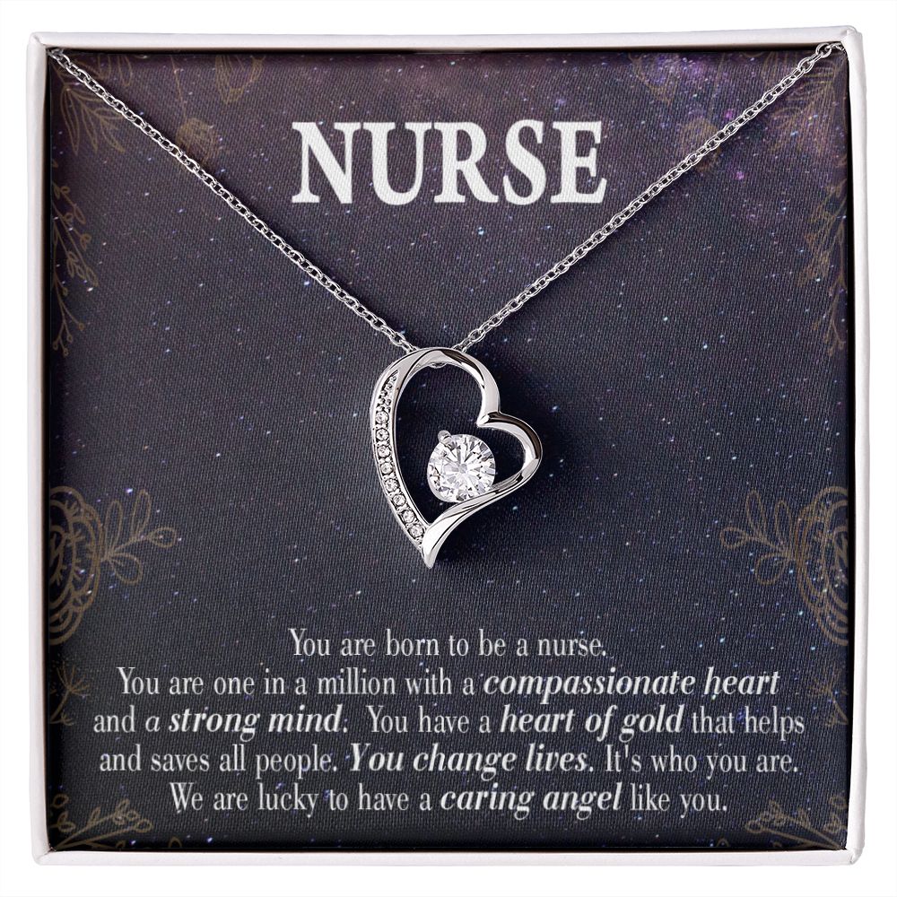 Caring Angel Nurse Forever Necklace w Message Card-Express Your Love Gifts