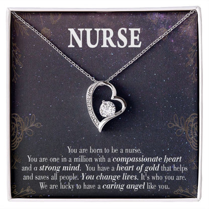 Caring Angel Nurse Forever Necklace w Message Card-Express Your Love Gifts