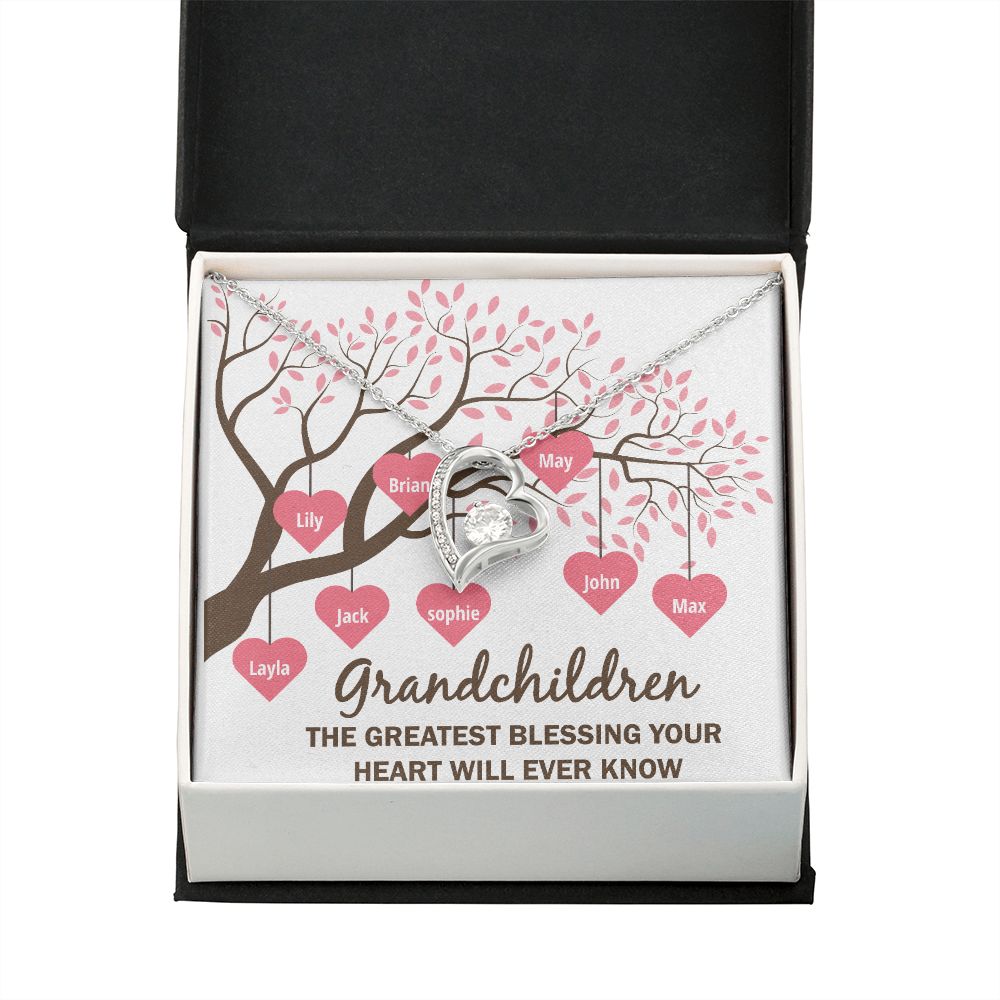 Grandchildren the Greatest Blessing Forever Necklace w Message Card-Express Your Love Gifts