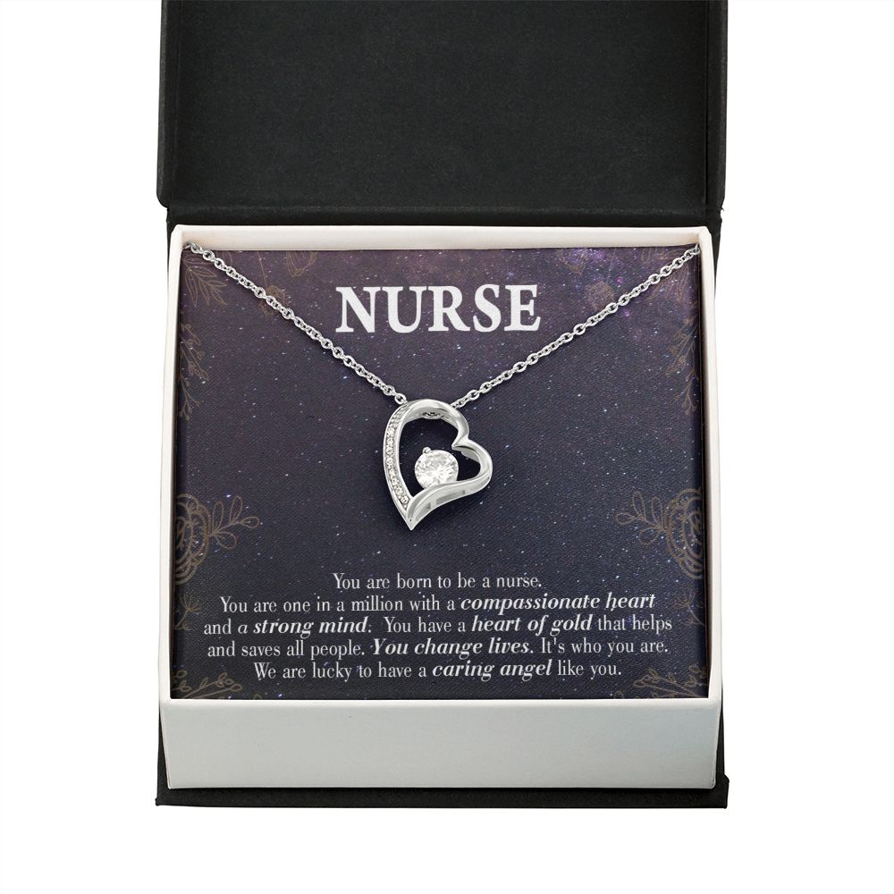 Caring Angel Nurse Forever Necklace w Message Card-Express Your Love Gifts